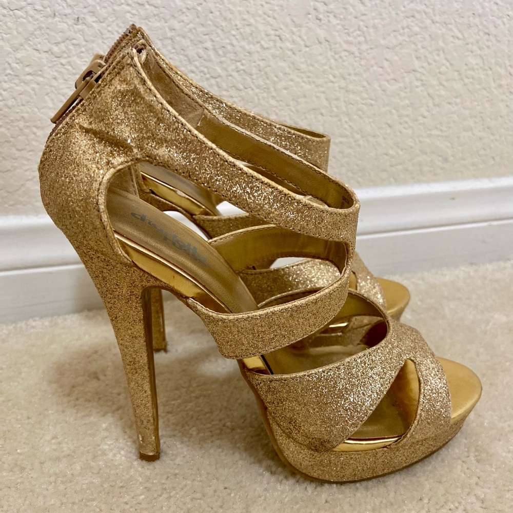 Glitter/sparkly gold heels